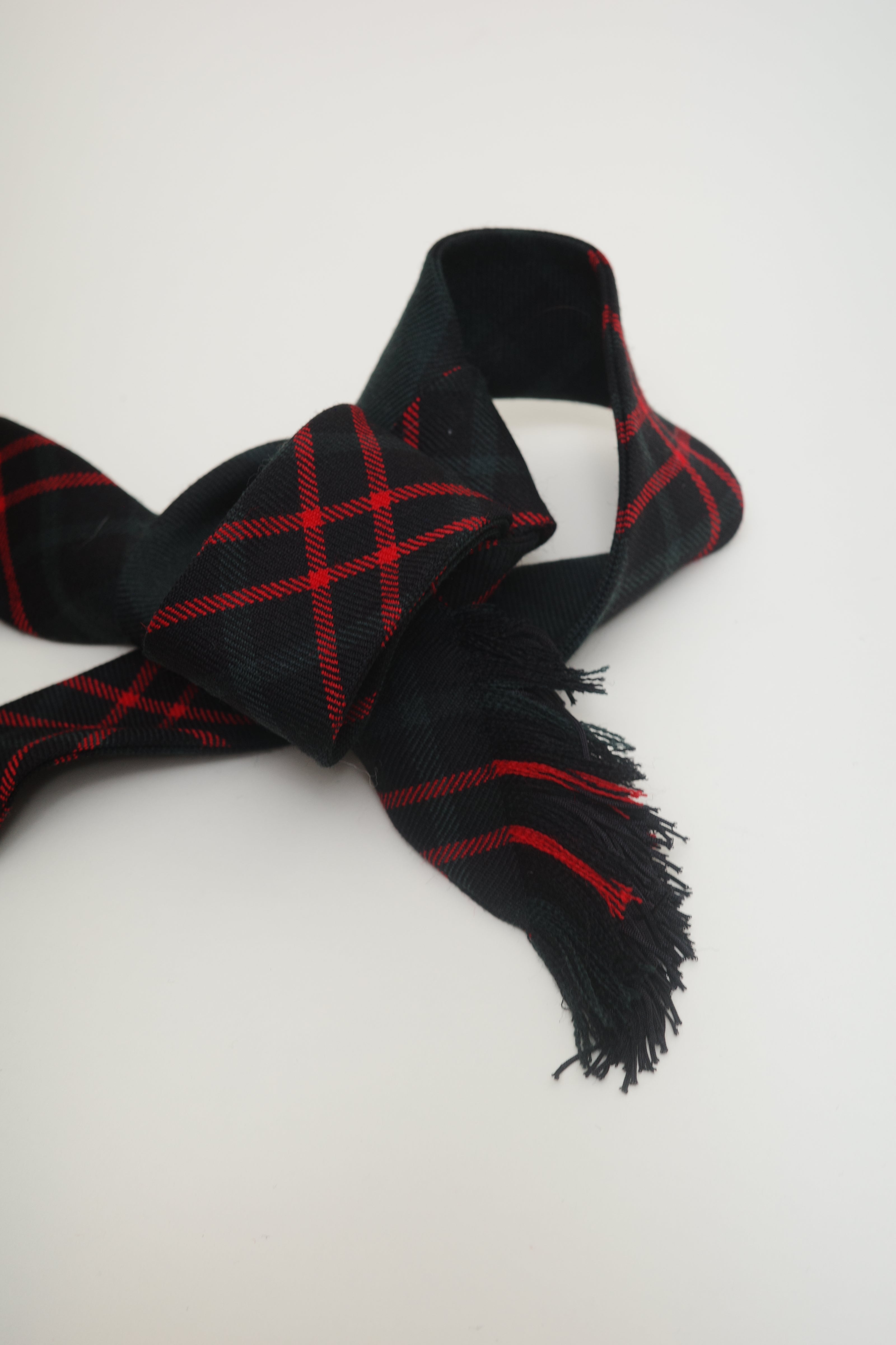 Tartan Skinny Scarf With Fringe