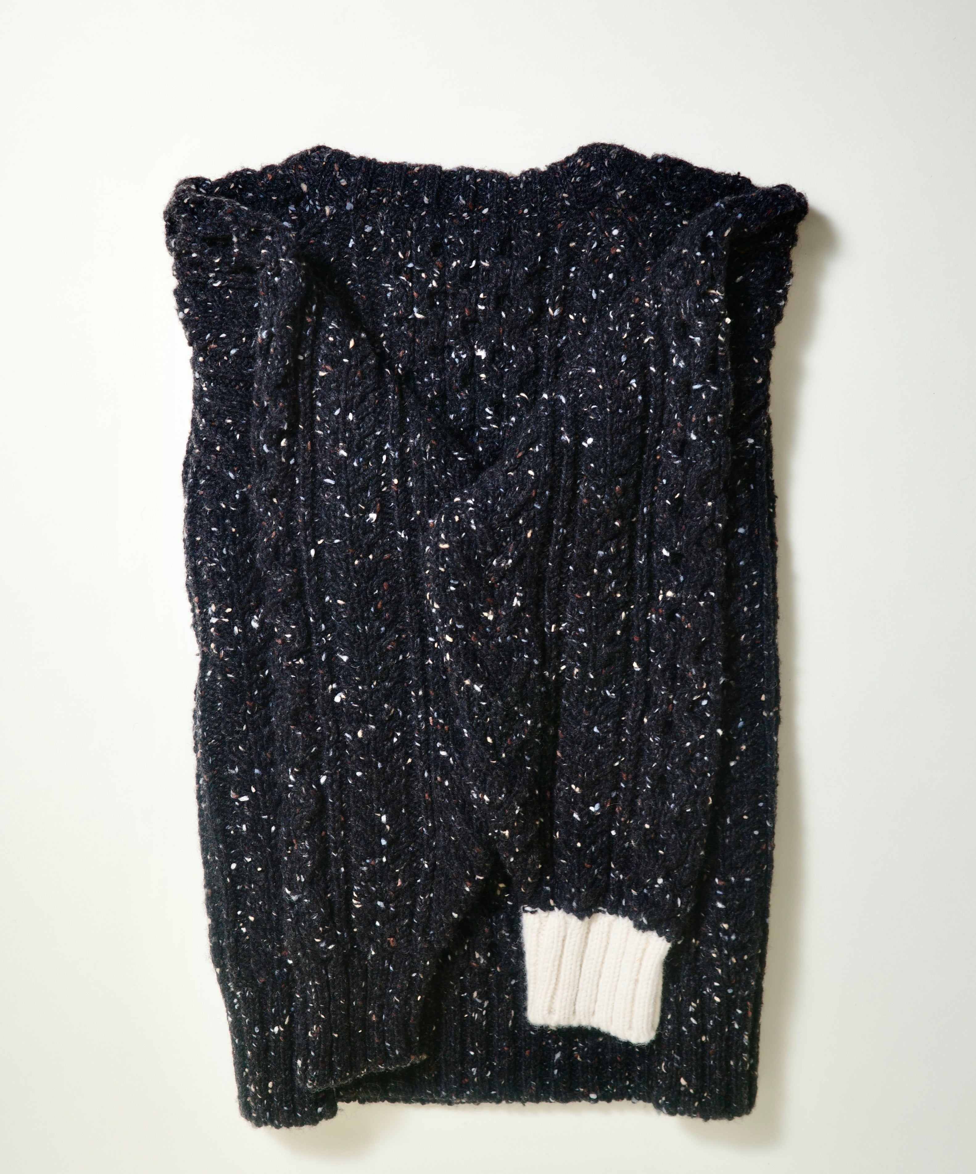 The Aran Crewneck in Black Tweed