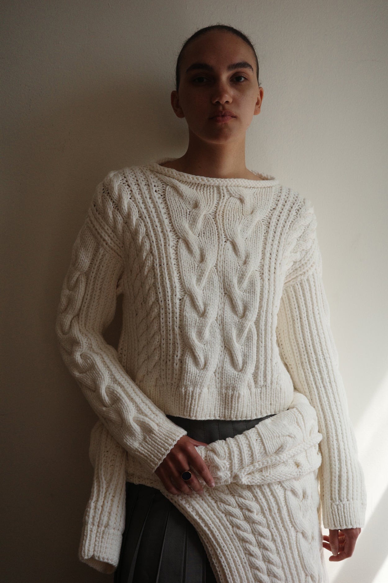 The Cropped Cable Knit Sweater