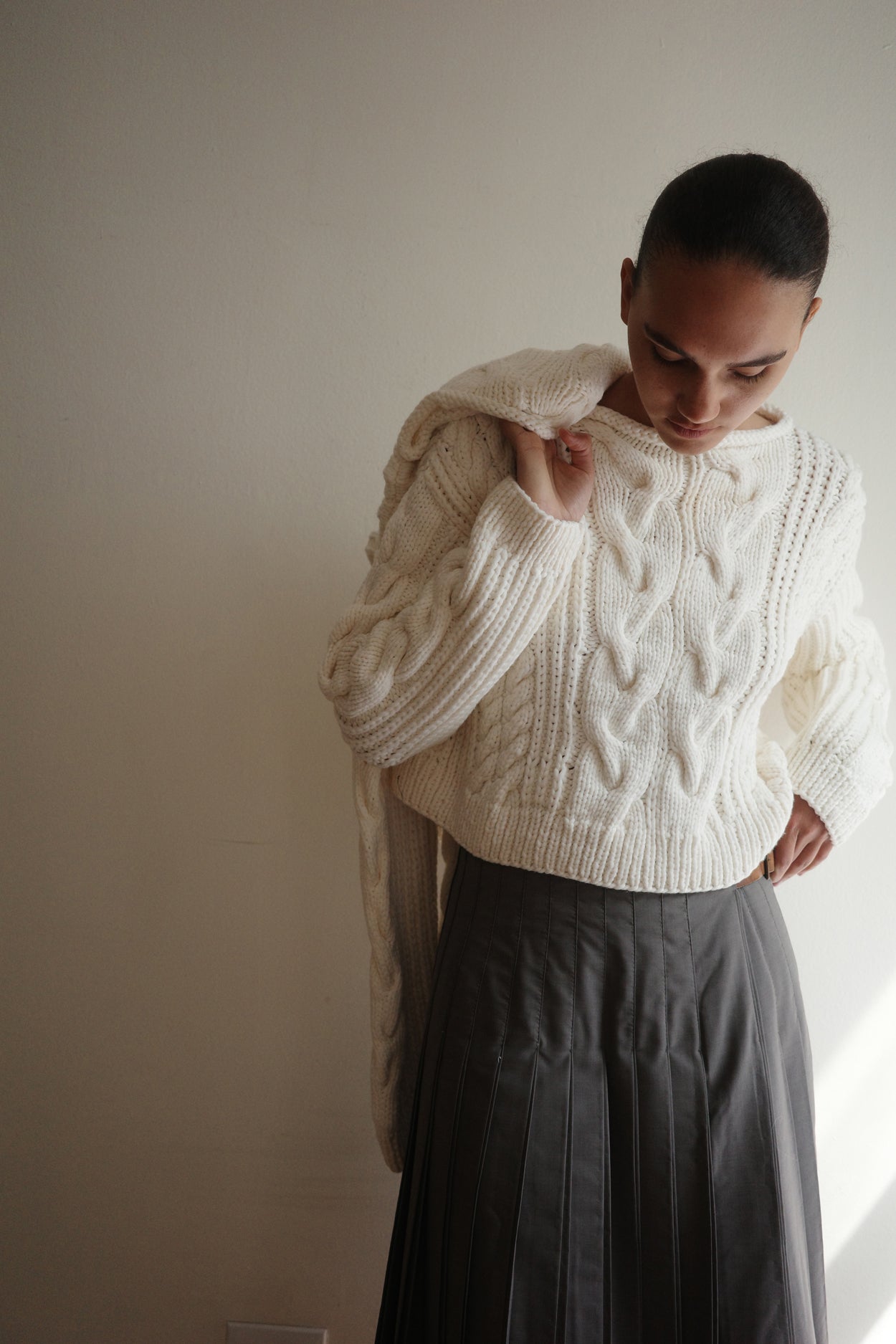 The Cropped Cable Knit Sweater