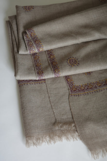Natural Hashiya Butidar Cashmere Shawl