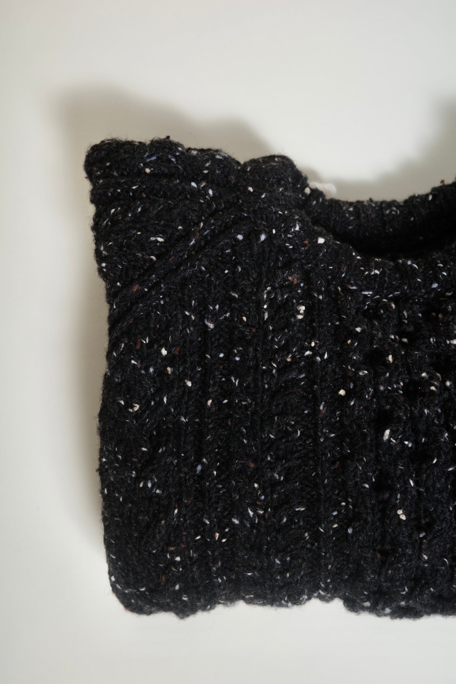 The Aran Crewneck in Black Tweed