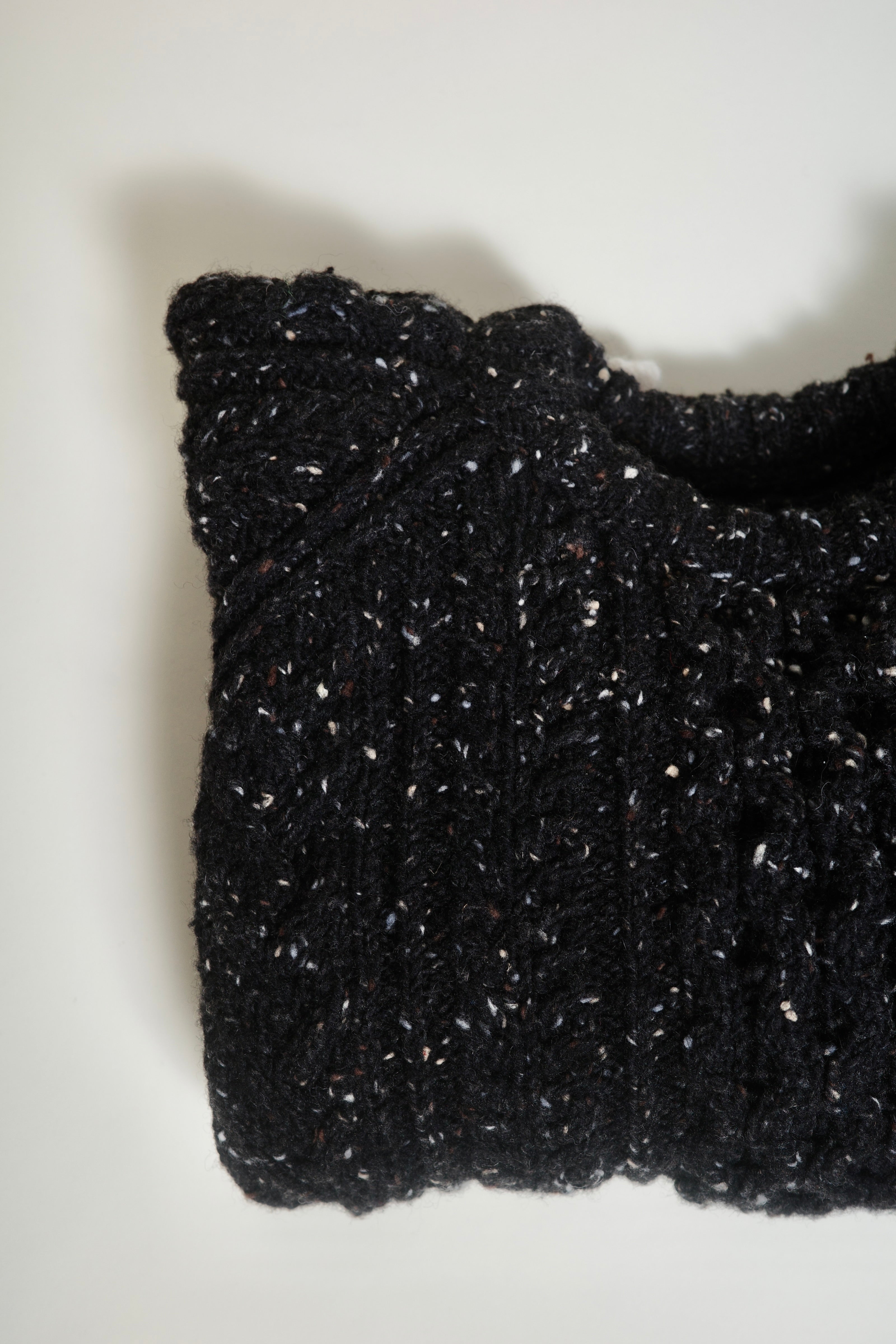 The Aran Crewneck in Black Tweed