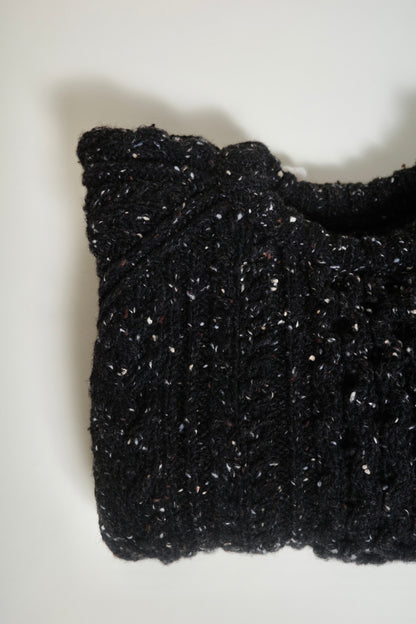 The Aran Crewneck in Black Tweed