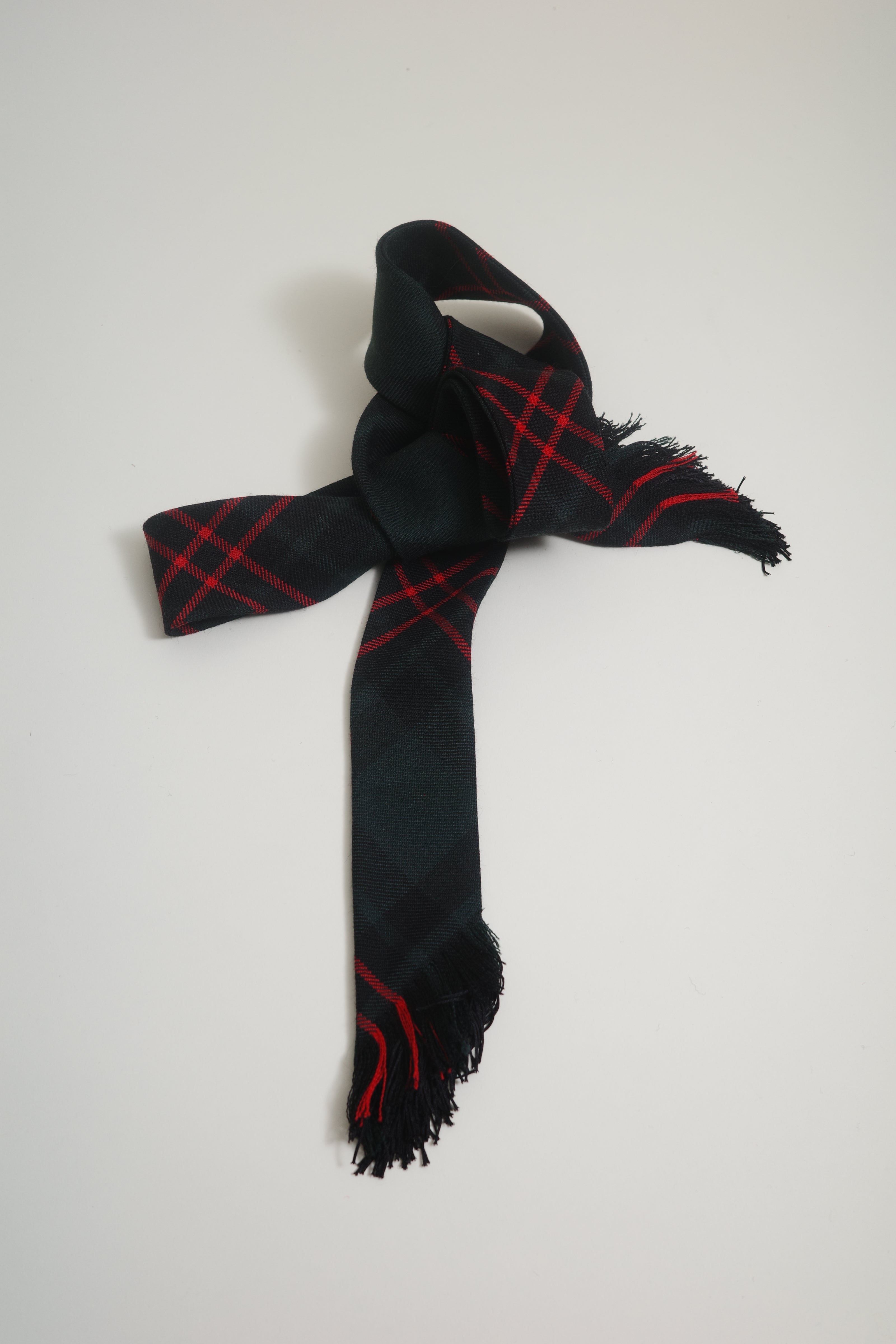 Tartan Skinny Scarf With Fringe