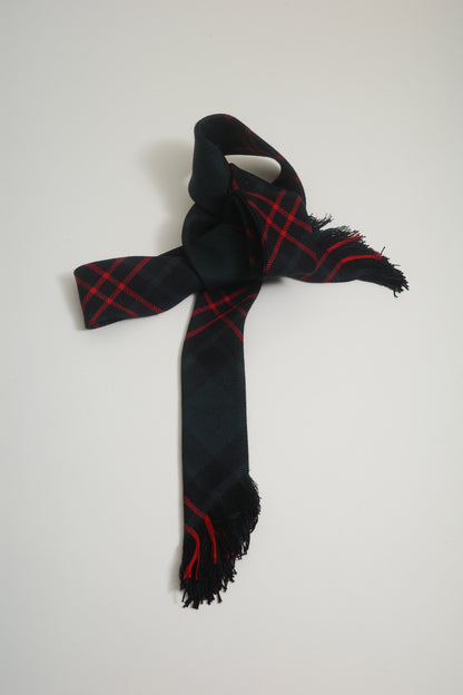 Tartan Skinny Scarf With Fringe