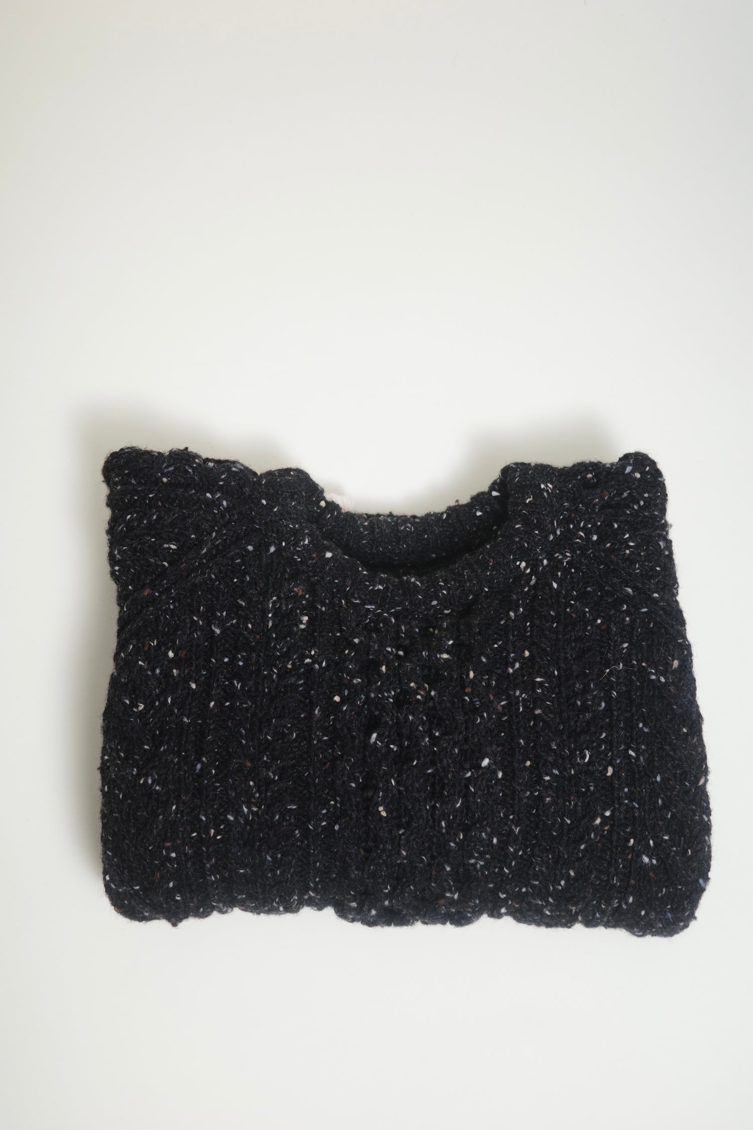 The Aran Crewneck in Black Tweed