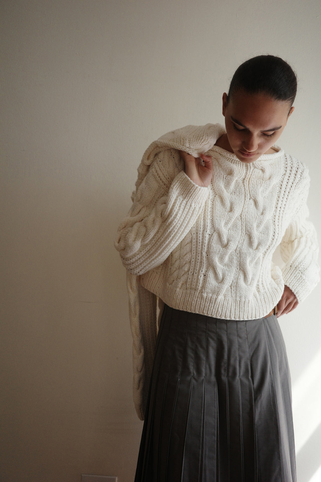 The Cropped Cable Knit Sweater