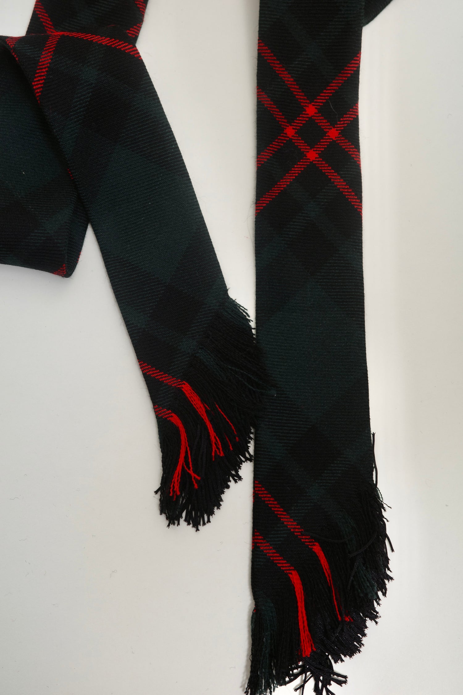 Tartan Skinny Scarf With Fringe