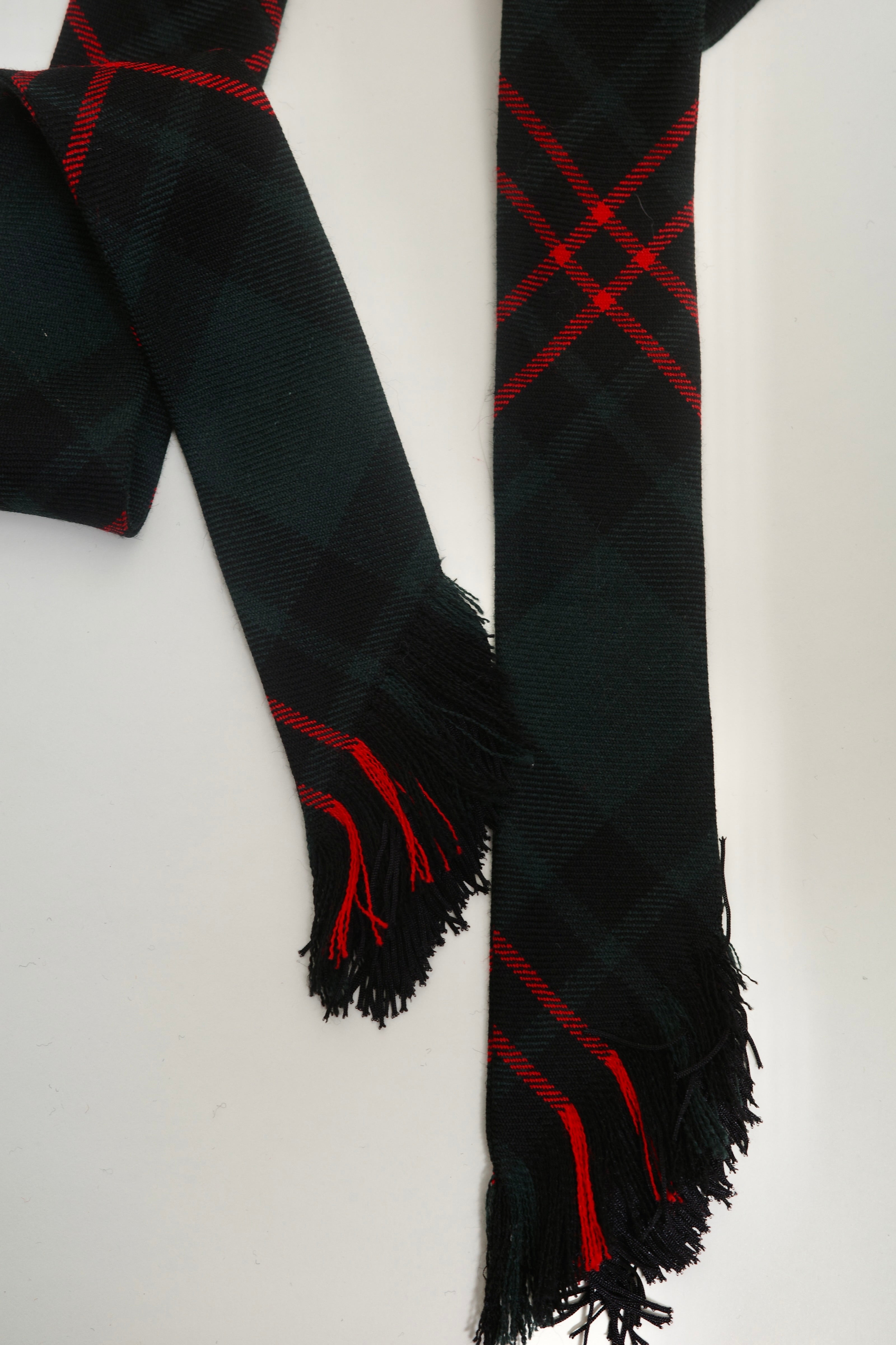 Tartan Skinny Scarf With Fringe