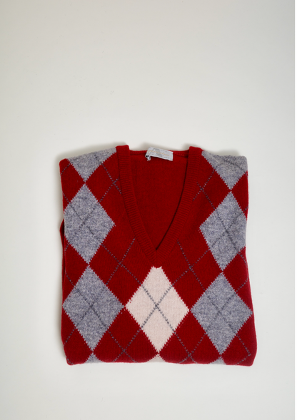 The Argyle V-Neck in Red