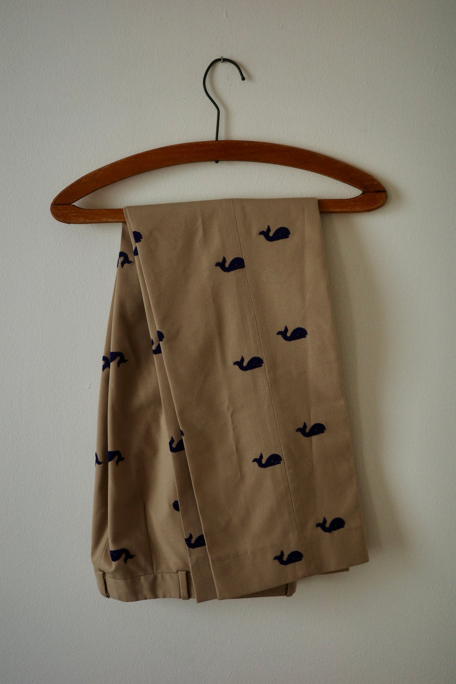 Vintage Embroidered Whale Khaki Trouser