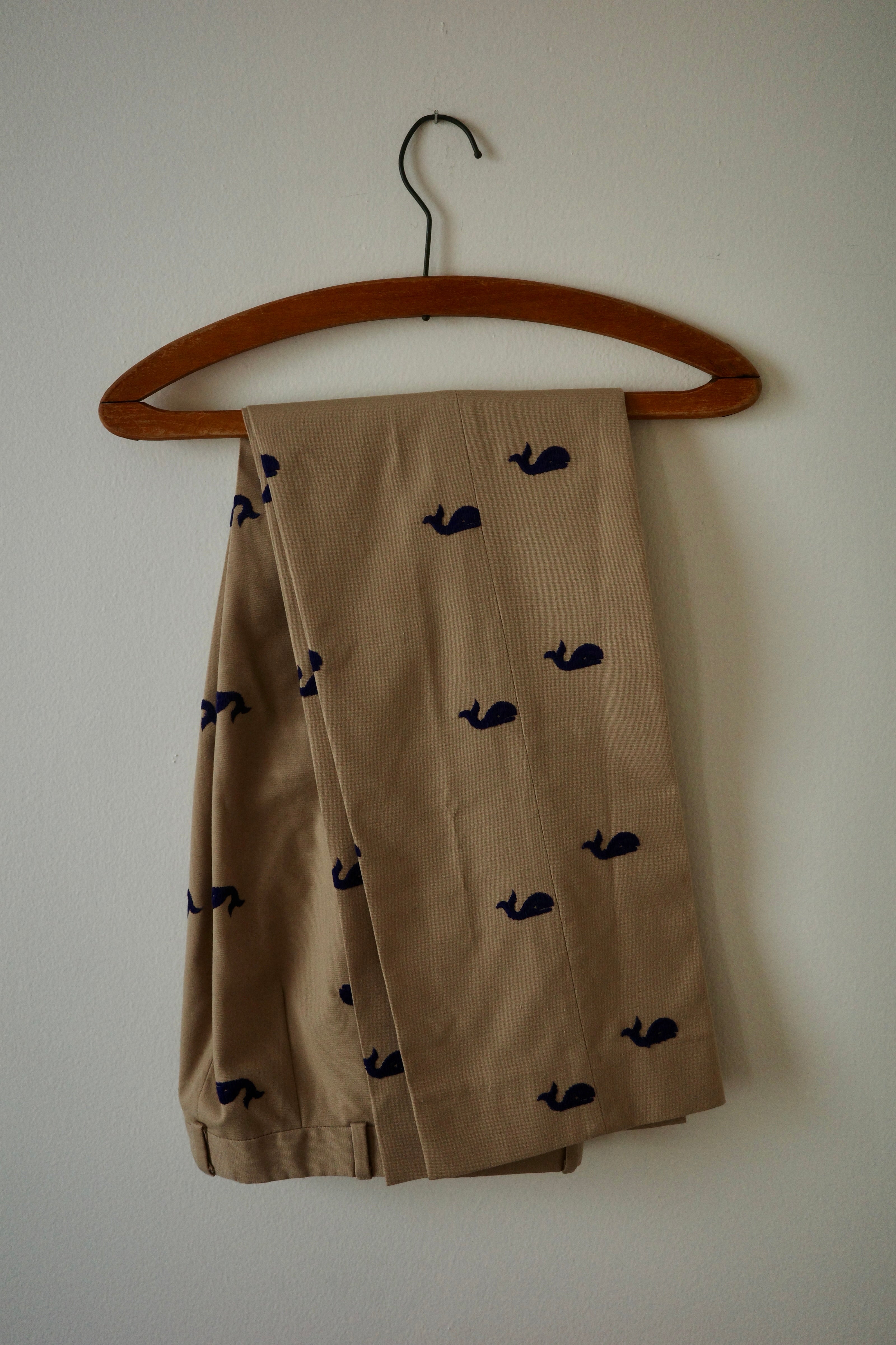 Vintage Embroidered Whale Khaki Trouser